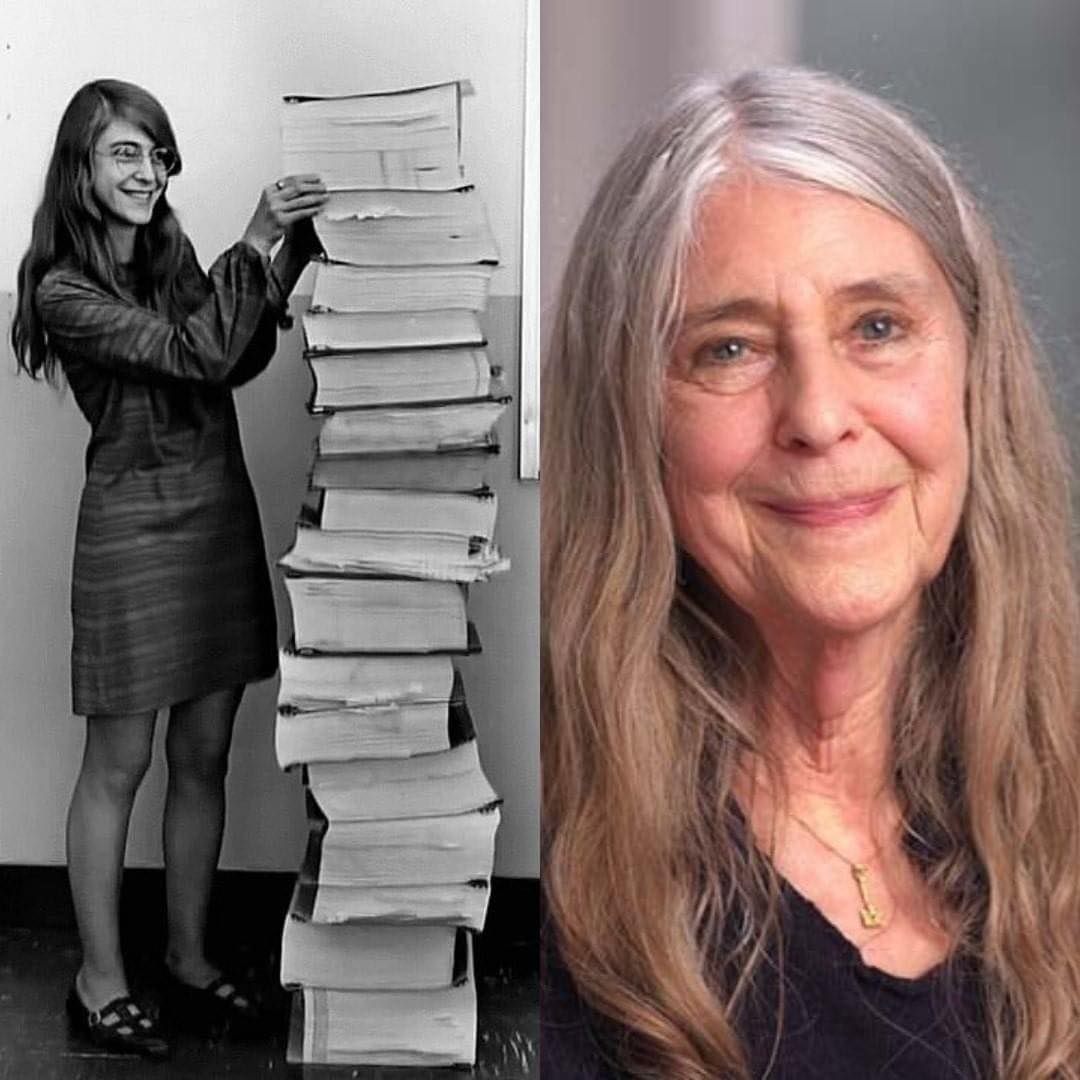 Foto de Margaret Hamilton jovem e outra foto dela idosa